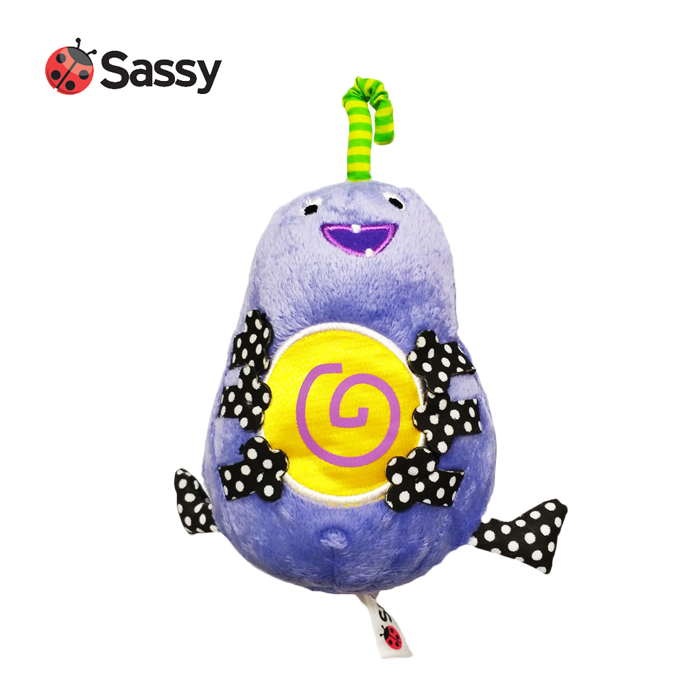 美國 Sassy小怪獸搖鈴安撫玩偶 - 紫色 咬牙邦比