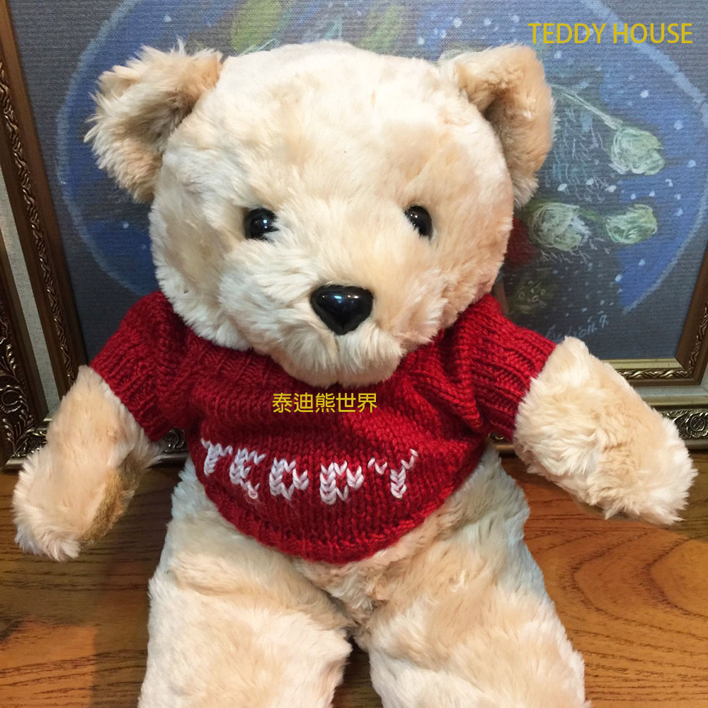【TEDDY HOUSE】胖胖毛衣泰迪熊(紅大)正牌泰迪熊可許願望泰迪熊