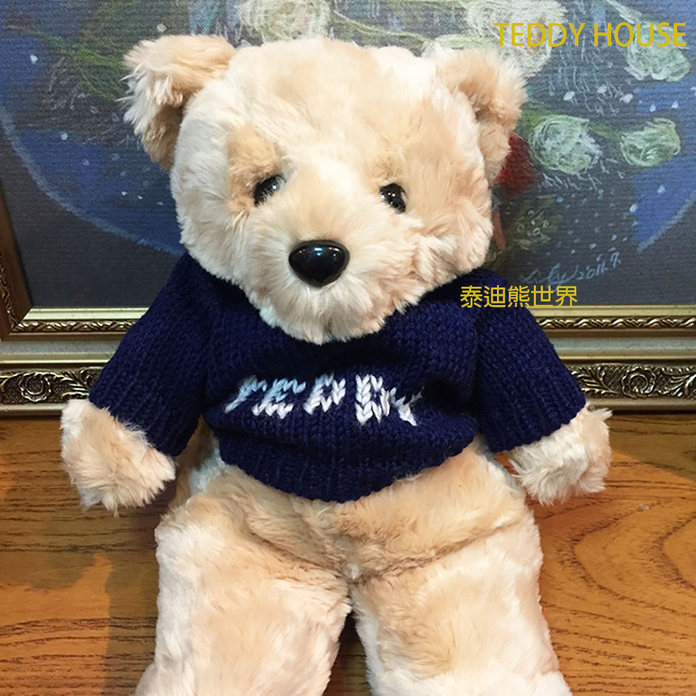 【TEDDY HOUSE】胖胖毛衣泰迪熊(藍大)正牌泰迪熊可許願望泰迪熊