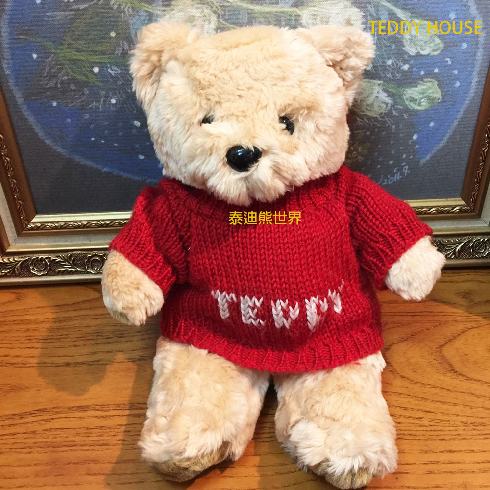 【TEDDY HOUSE】胖胖毛衣泰迪熊(紅小)正牌泰迪熊可許願望泰迪熊