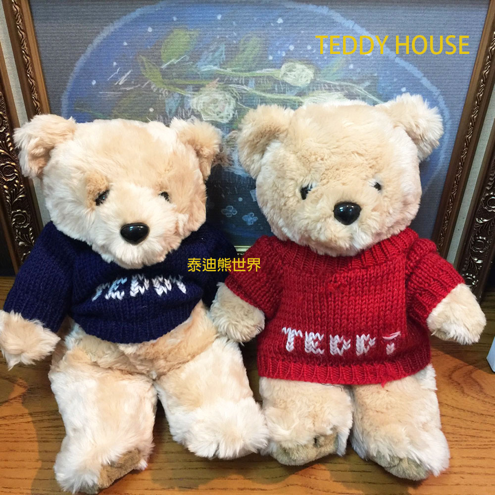 【TEDDY HOUSE】胖胖毛衣泰迪熊情侶對熊正牌泰迪熊(小)可許願望泰迪熊