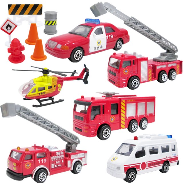 消防車玩具組玩具車小汽車模型玩具組6入 937558【小品館】