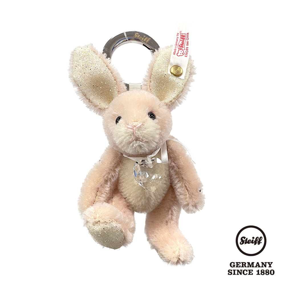 STEIFF德國金耳釦泰迪熊 - Swarovski Rabbit Keyring 施華洛世奇水晶 粉紅兔(限量版吊飾)