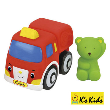 【 香港 Ks Kids 】益智玩具系列 - 彩色安全積木︰ 山姆熊消防車 SB00288