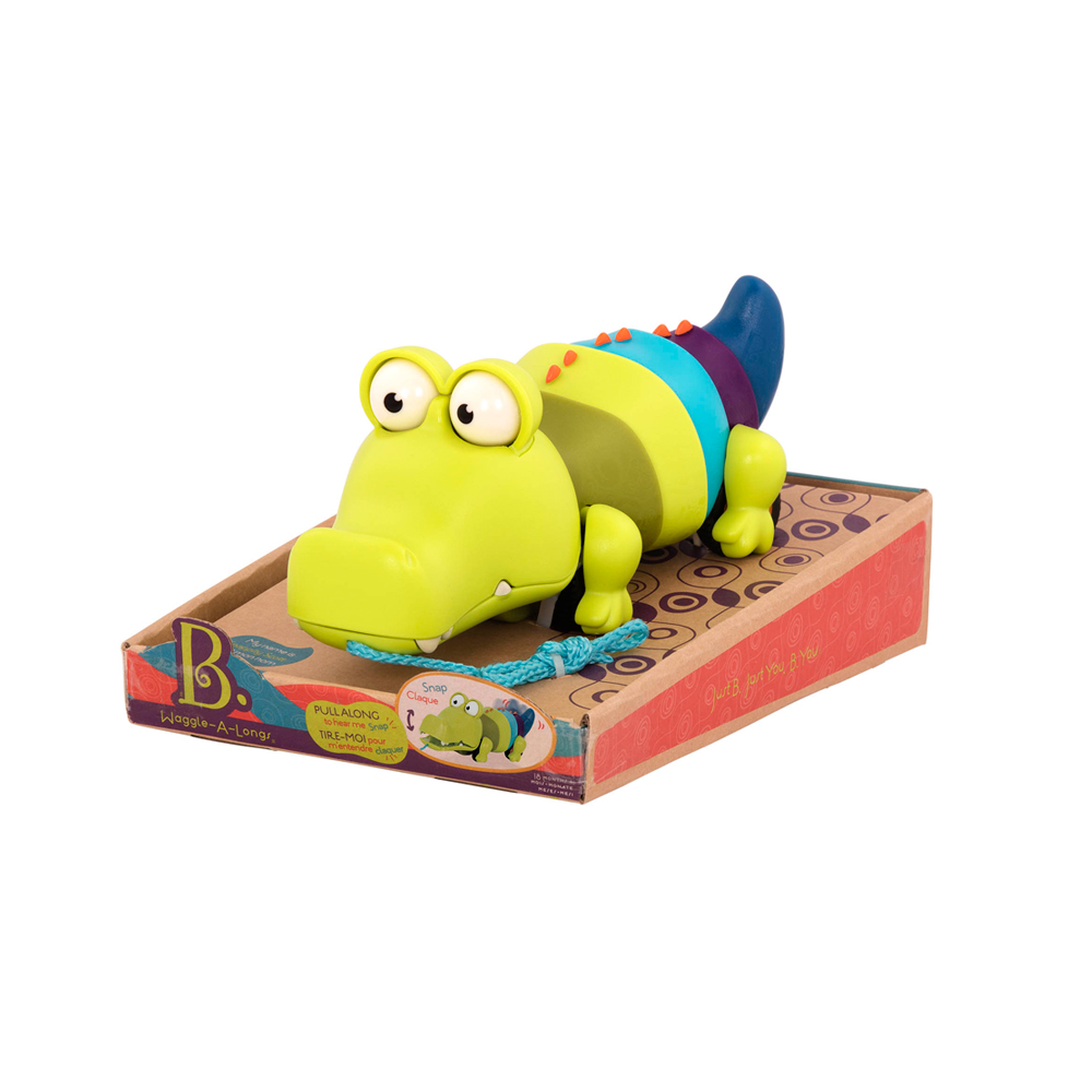 美國【B.Toys】感統玩具_拖拖鱷魚搖尾巴 BX1674Z