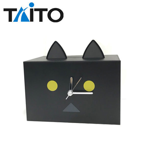 黑色款【日本正版】阿愣 貓耳造型 鬧鐘 存錢筒 時鐘 鬧鈴 擺飾 TAITO - 326792