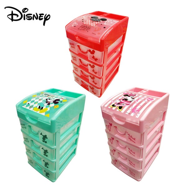 【正版授權】米奇 米妮 四抽 塑膠收納盒 抽屜盒 置物盒 迪士尼 紅色511863 綠色511879 粉色511887