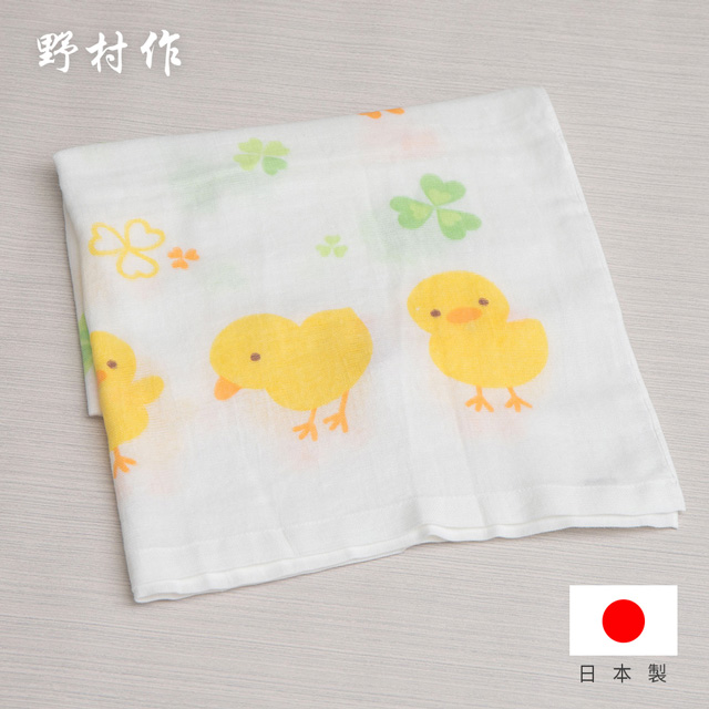 【日本野村作】Baby Gauze兒童棉紗浴巾-黃色小雞