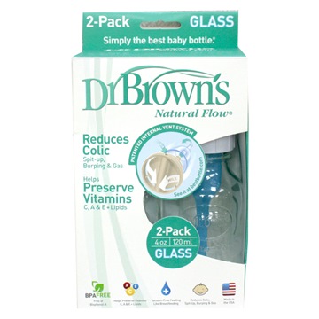 GMP BABY 美國Dr. Brown 玻璃標準口徑防脹氣順流小奶瓶125ml 2個