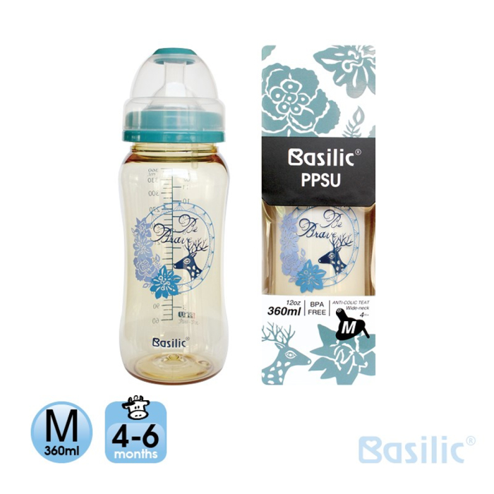 貝喜力克防脹氣PPSU寬口大奶瓶360ml-M(兩入組)