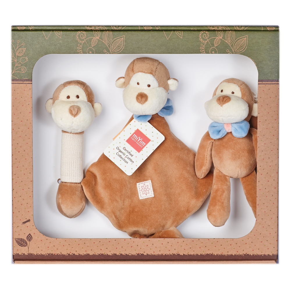 美國miYim有機棉 安撫玩具禮盒組-布布小猴