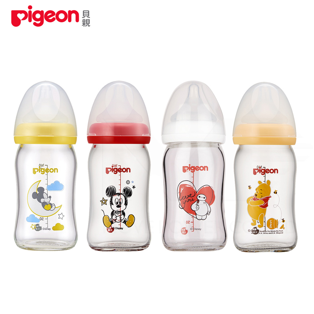 日本《Pigeon 貝親》迪士尼寬口玻璃奶瓶-米奇/維尼/杯麵【160ml】