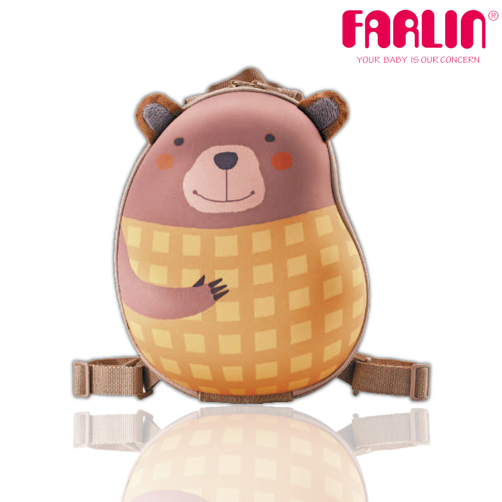 台灣製造【Farlin】sina&mina 3D可愛動物造型小童後背包-鬆餅熊