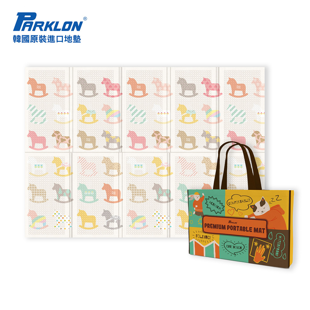 【BabyTiger虎兒寶】PARKLON 韓國帕龍無毒地墊 - 攜帶型單面立體回紋摺疊墊 - 彩色木馬