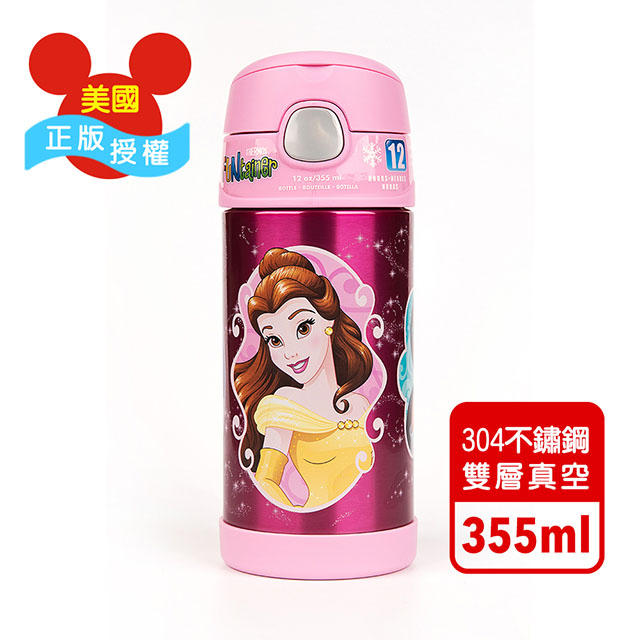 【美國膳魔師THERMOS】迪士尼公主粉紅款 迪士尼不鏽鋼吸管水壺355ML