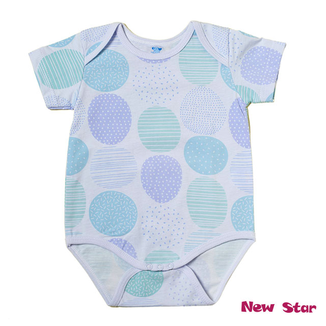 New Star-和風彩色圓點點 純棉新生兒包屁衣l嬰兒包屁衣l連身服(薄)(短袖)-3M 6M 12M 藍色 粉紅色
