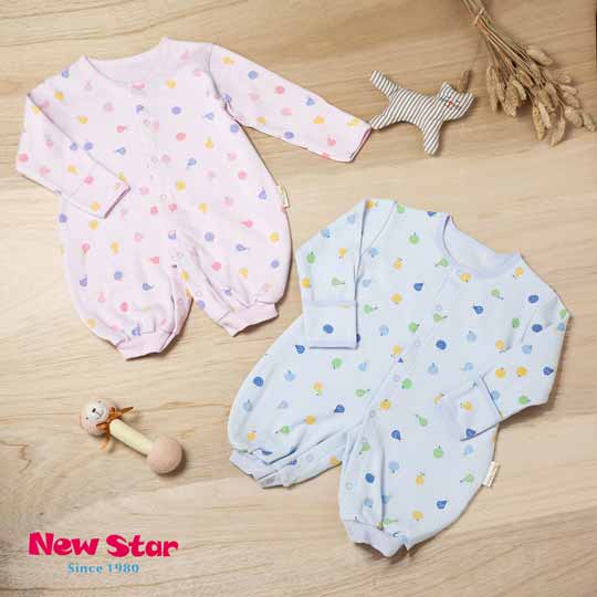 Newstar 繽紛果漾 厚-100%純棉嬰兒兩穿兔衣 長袖長褲、護手反摺[無甲醛、無螢光劑-藍色/粉紅色