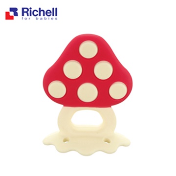 【Richell 利其爾】寶寶咬咬系列固齒器 - 蘑菇(附盒)