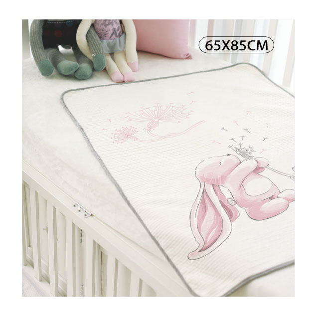韓國Petit Bird竹纖維嬰幼兒防水保潔床墊—粉紅兔