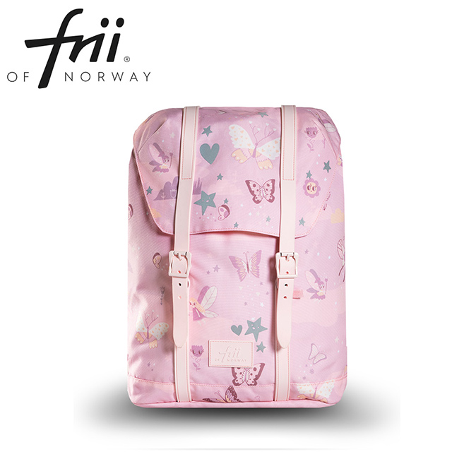 挪威Frii輕量護脊書包-Butterflies 蝴蝶粉