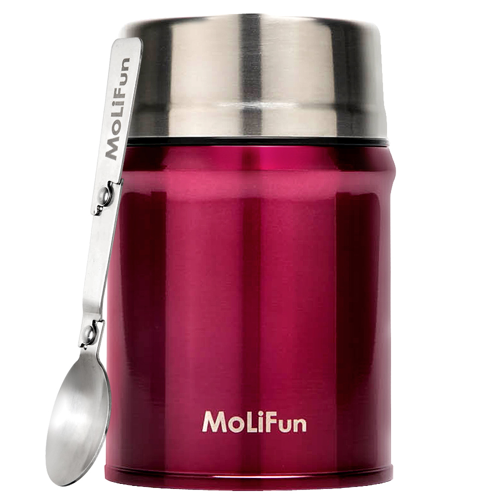 MoliFun魔力坊 316不鏽鋼輕量真空保鮮保溫悶燒罐/悶燒杯800ml-玫瑰紅