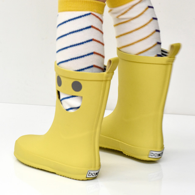 法國BOXBO雨靴-我愛笑瞇瞇(大童/檸檬黃)