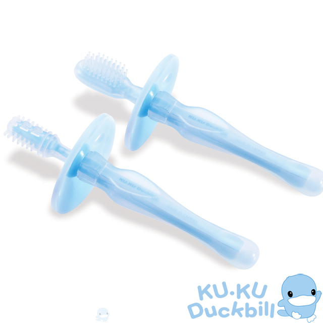 KUKU酷咕鴨幼兒學習矽膠牙刷-藍2入