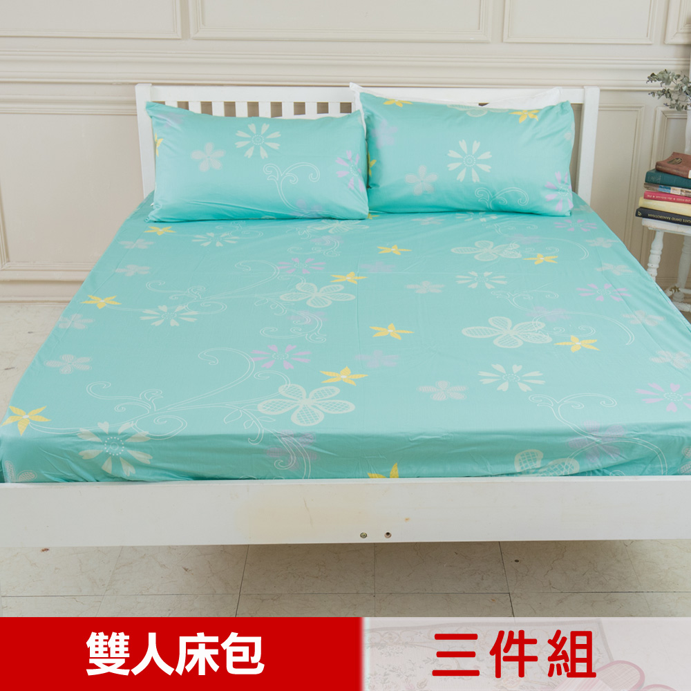 【米夢家居】台灣製造-100%精梳純棉雙人5尺床包三件組(花藤小徑)