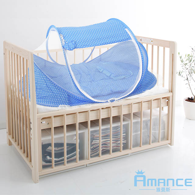 【亞曼斯Amance】快樂寶貝嬰兒彈開式蚊帳(嬰兒藍)