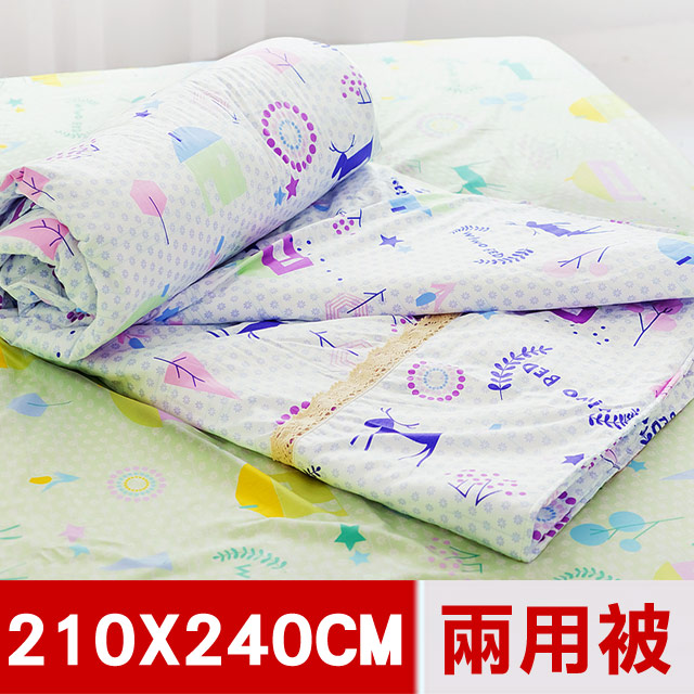 【米夢家居】原創夢想家園系列-台灣製造100%精梳純棉兩用被套(白日夢)-7X8尺特大