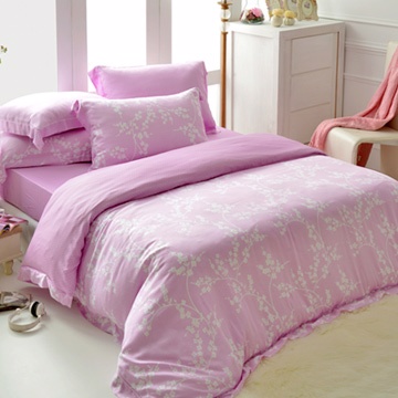 英國Abelia《淡雅花語-紫》雙人四件式木漿纖維被套床包組