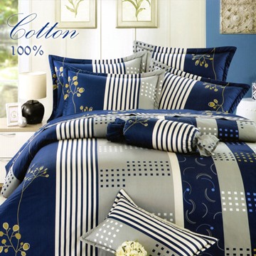 【幸福晨光】台灣製100%精梳棉雙人加大六件式床罩組-藍帶階級