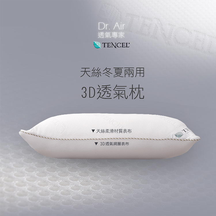 《Dr.Air透氣專家》(兩入)3D 天絲 冬夏兩用枕 採用日本原料 台灣製 枕頭(偏軟枕)