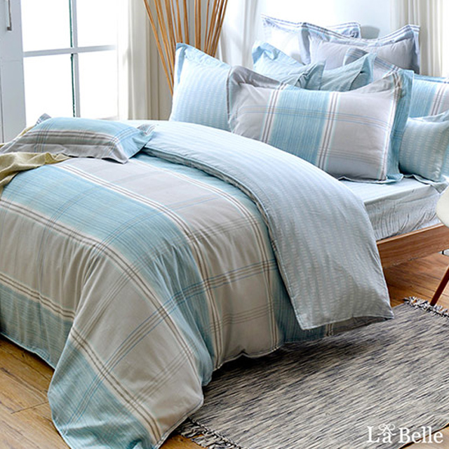 《悠閒藍調》特大純棉防蹣抗菌吸濕排汗兩用被床包組