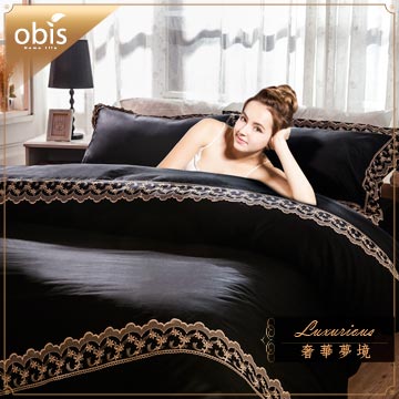 【obis】精梳棉蕾絲單人三件式床包被套組-奢華夢境