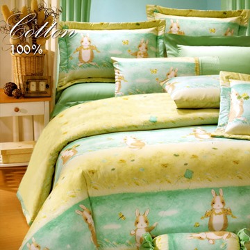 【幸福晨光】台灣製100%精梳棉雙人六件式床罩組-帕比兔