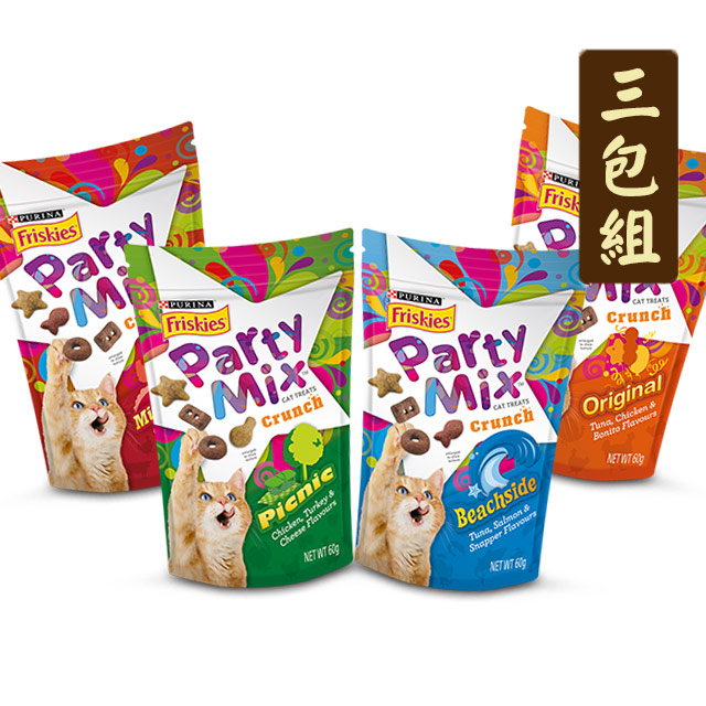 【三包組】喜躍Party Mix貓零食香酥餅單包60g