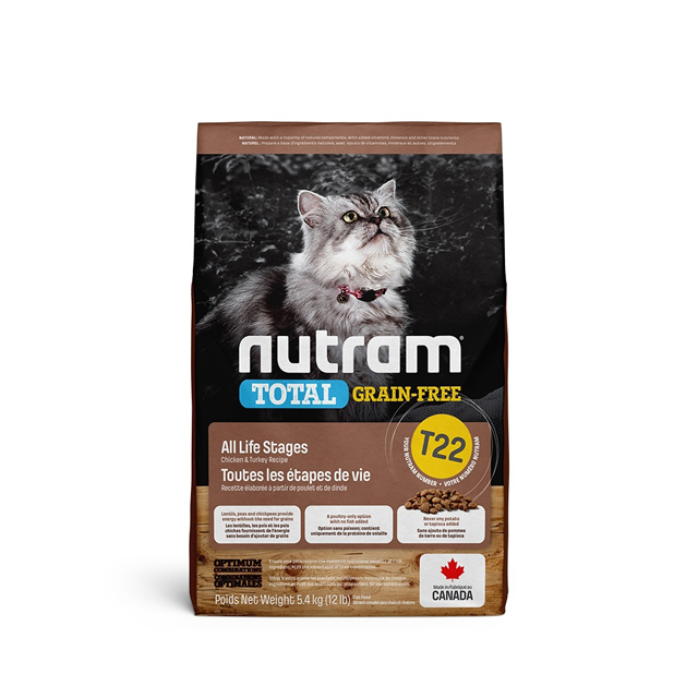 NUTRAM 紐頓 無穀全能系列T22 火雞+雞肉挑嘴全齡貓-5.4kg X 1包