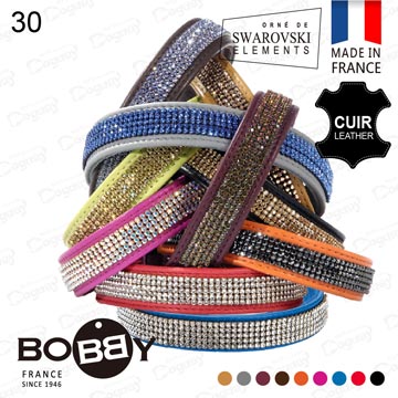 法國《BOBBY》五排水晶小羊皮項圈 [30