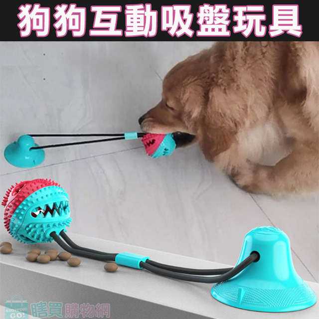 超強吸盤狗狗磨牙玩具 耐咬球 拉扯 互動玩具 餵食器 漏食