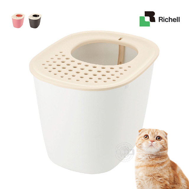 [送贈品日本Richell 拉普蕾 不沾沙貓廁所 附貓鏟 單層 貓砂盆 貓便盆 除砂墊 貓沙盆 寵物廁所