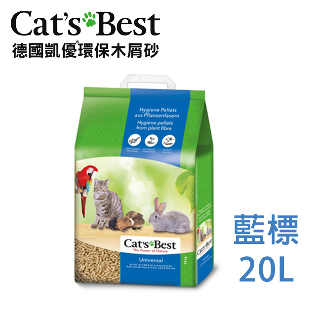 【CAT’S BEST】德國凱優木屑粗砂11kg(藍標-20L)