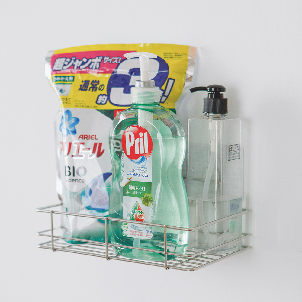《舒適屋》霧面無痕輕鬆貼-不鏽鋼洗衣粉架