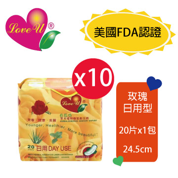 愛護妳草本植物精氣漢方衛生棉-玫瑰日用型(24.0cmx20片)x10包