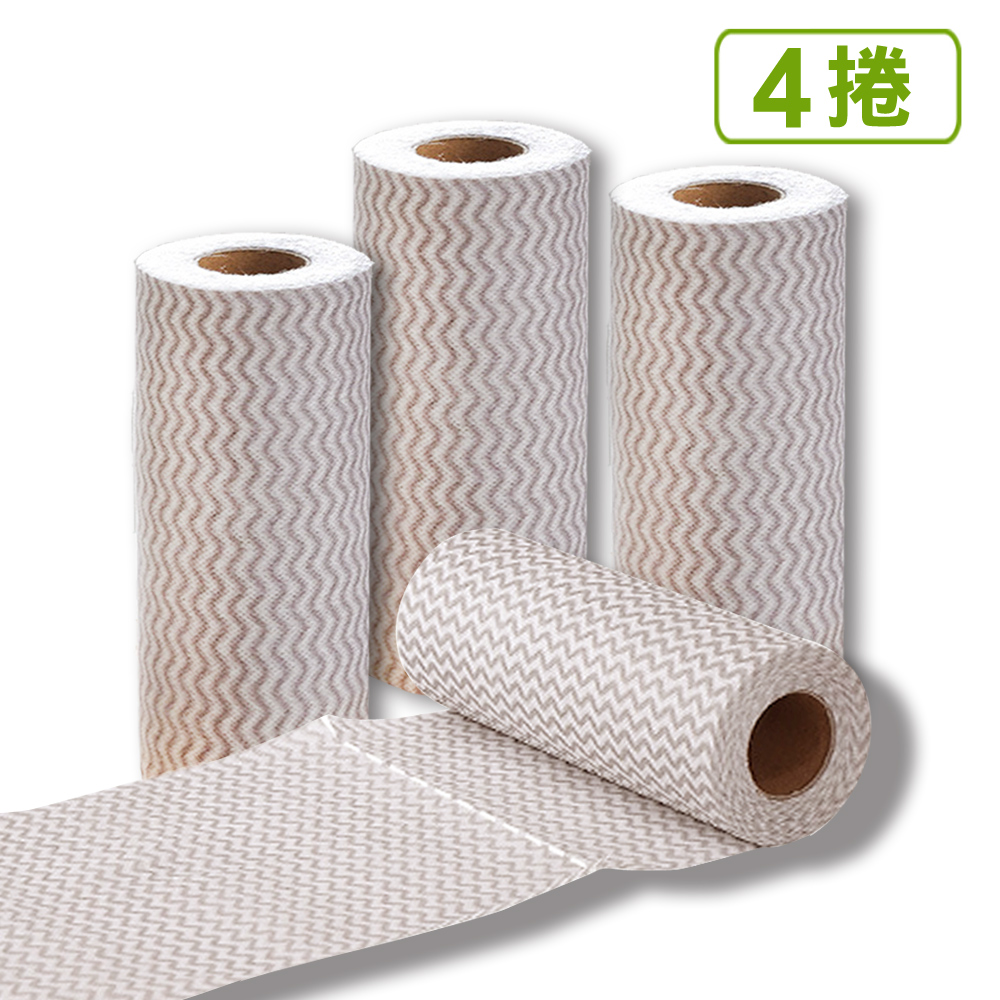 【YOLE悠樂居】廚房斷點式多用不沾油清潔抹布(50片/捲)-咖啡色(4捲)