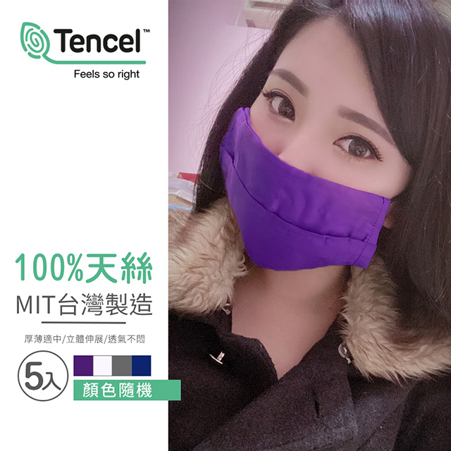 台灣製造100%天絲可水洗口罩保護布套(5入/顏色隨機/口罩收納)
