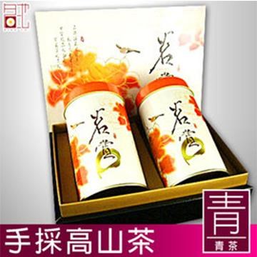 【名池茶業】高山茶手採茶葉禮盒-青茶清香款150克x2罐(茗賞款)附贈提袋x1