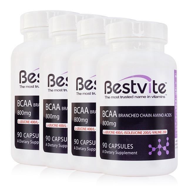 【美國BestVite】必賜力BCAA支鏈胺基酸膠囊4瓶組 (90顆*4瓶)