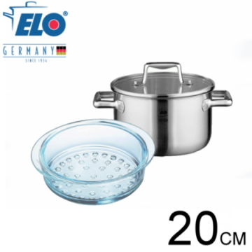 《德國ELO》Multilayer 不鏽鋼雙耳湯鍋20CM(送法國玻璃蒸籠)