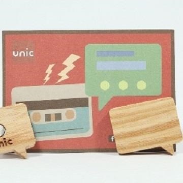 Unic天然原木造型磁鐵(方形對話框)+精品禮卡